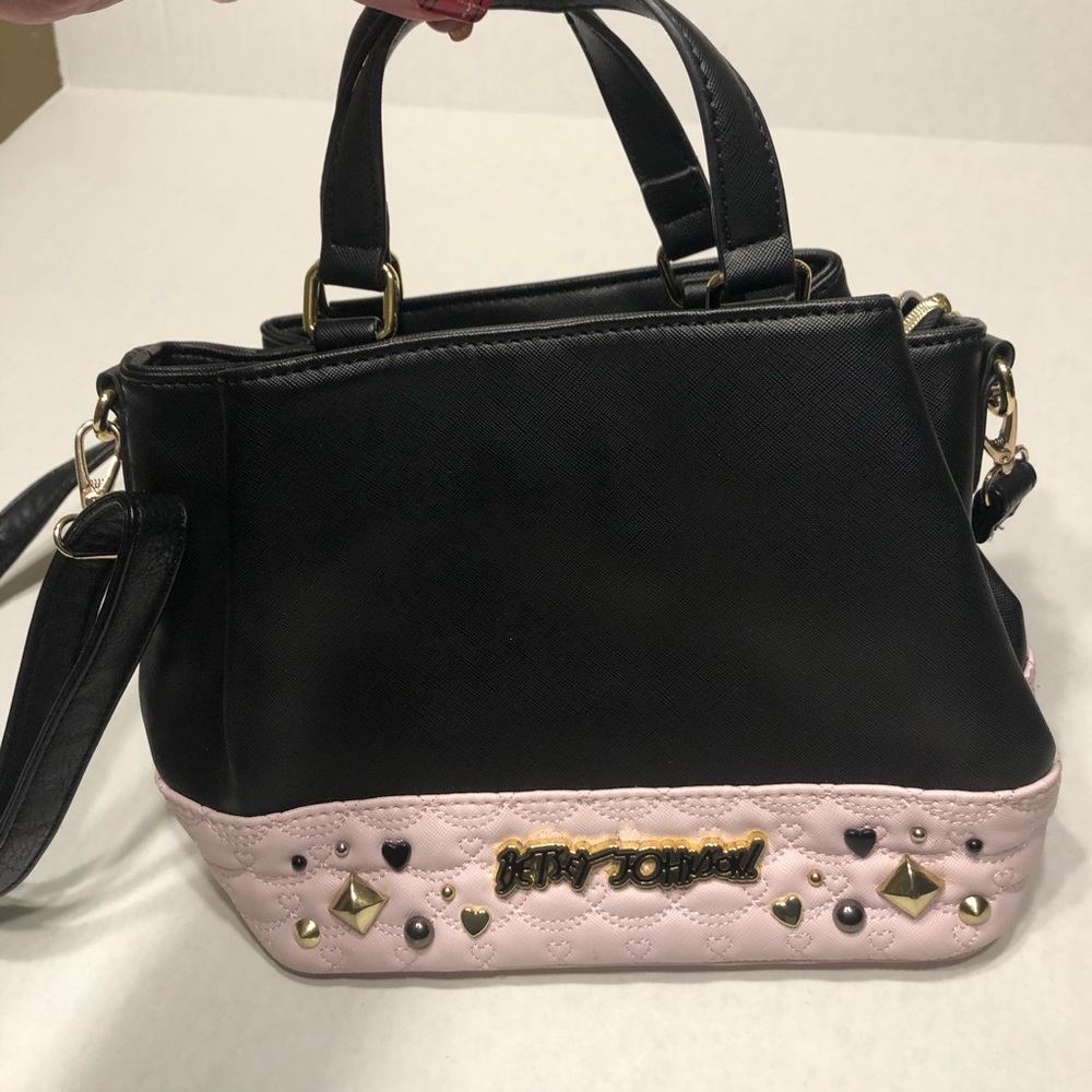 Pink & Black Studded Betsey Johnson Satchel